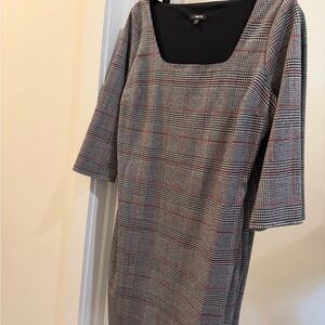 Express Black and Gray Plaid Long Sleeve Dress